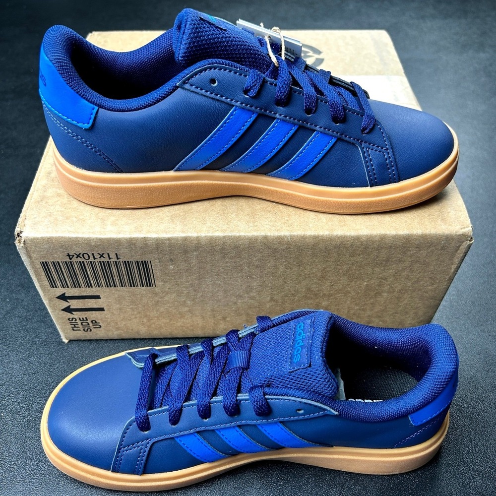 adidas Grand Court 2.0 K Kids Shoes Navy Blue Gum Sole Sneakers JS4344 NEW - Picture 2 of 6